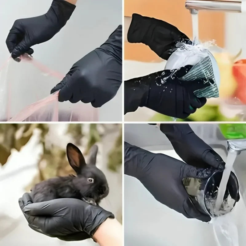50-Pack Black Nitrile Gloves
