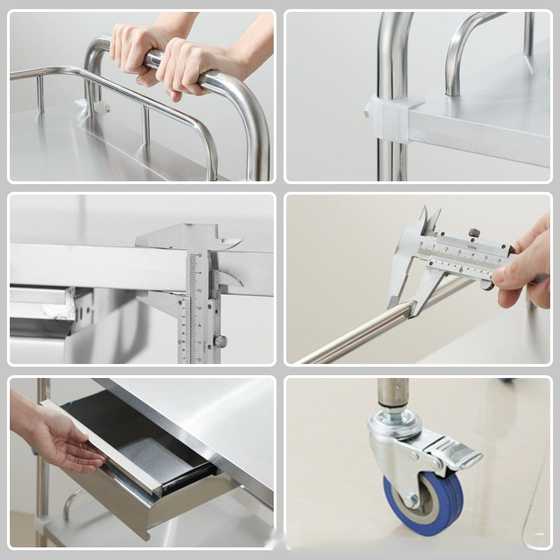 Thickened Medical Stainless Steel Treatment Car Three-layer Equipment