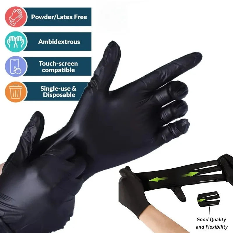 50-Pack Black Nitrile Gloves
