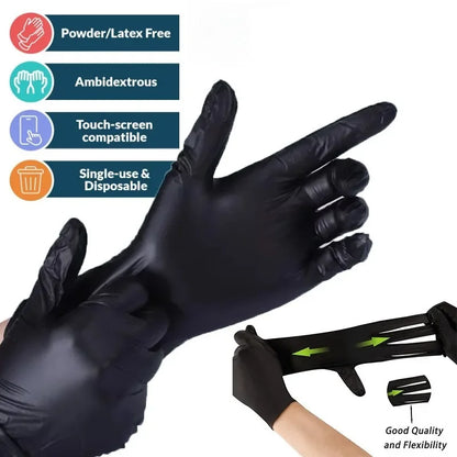 50-Pack Black Nitrile Gloves