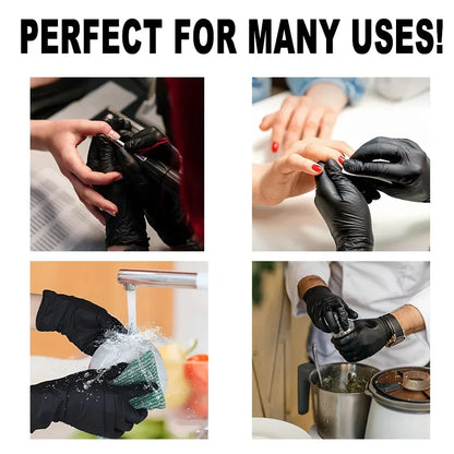 50-Pack Black Nitrile Gloves