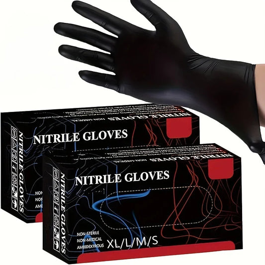 50-Pack Black Nitrile Gloves