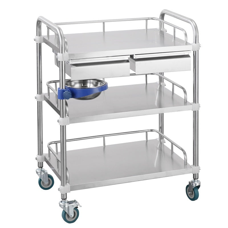 Thickened Medical Stainless Steel Treatment Car Three-layer Equipment